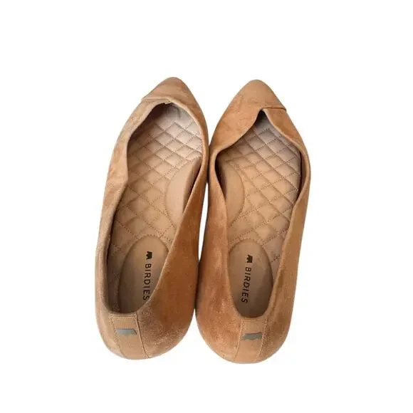 BIRDIES Goldfinch Tan Suede Ballet Flat Women's Size 9 Pointed Toe Leather Fall - Picture 7 of 13